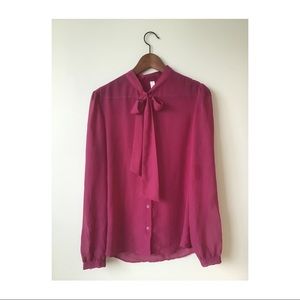 Fuchsia Chiffon American Apparel Blouse